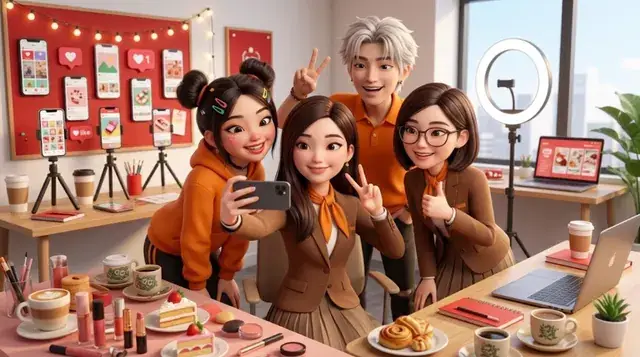 The 小红书 team shooting content (AI image)
